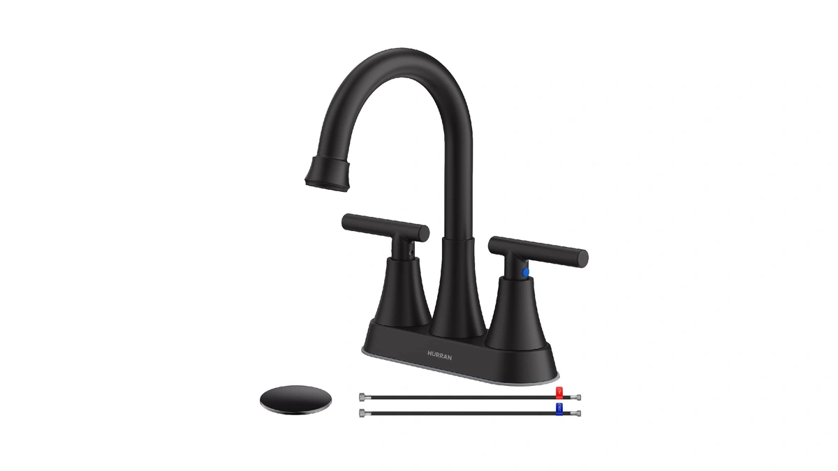 Bathroom Faucets For Sink 3 Hole, Hurran 4 Inch Matte