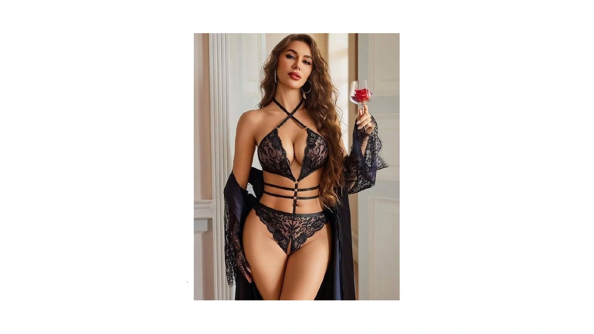 Avidlove Sexy Lingerie For Women Halter Lace Teddy Cut Out