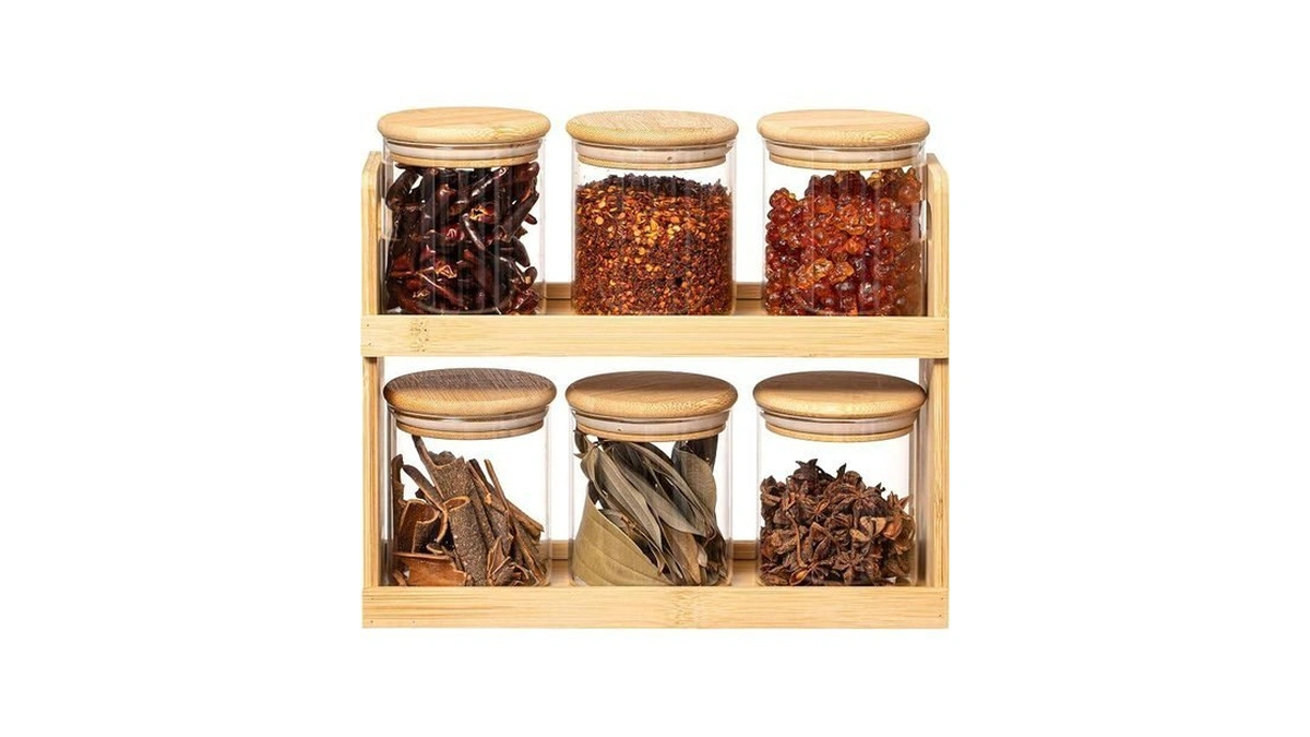 Basicwise Versatile 2-tier Bamboo Spice Rack And Pantry Organizer With