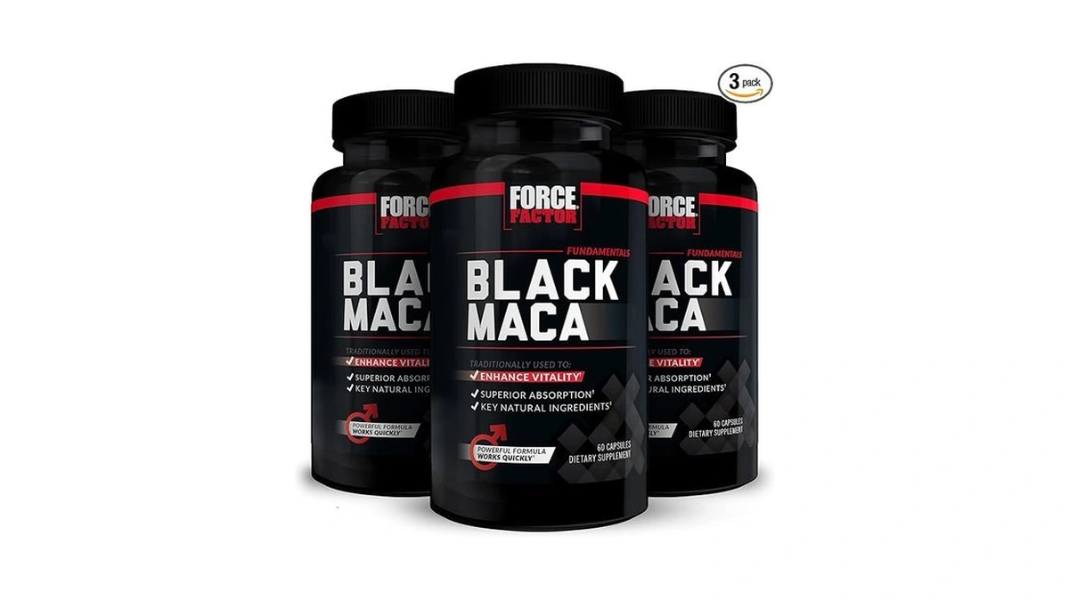 Force Factor Black Maca Root Supplement For Men, 1000mg Maca