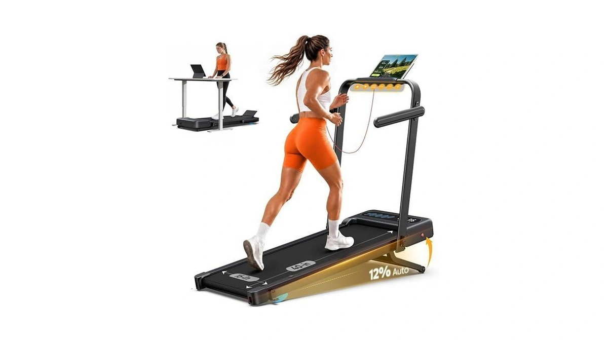 Wellfit 12% Auto Incline Walking Pad With Handle Bar, Foldable