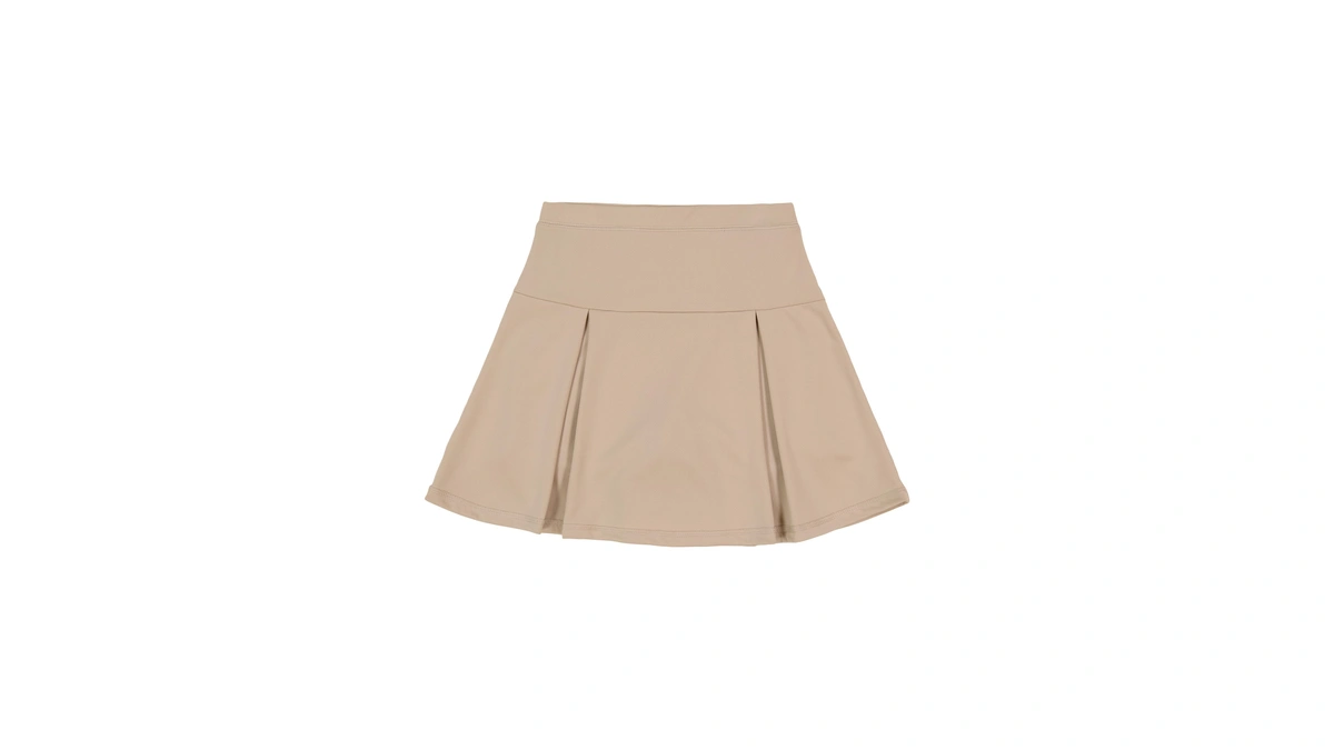 Izod Girls School Uniform Sensory-friendly Pleated Scooter, Khaki, 6