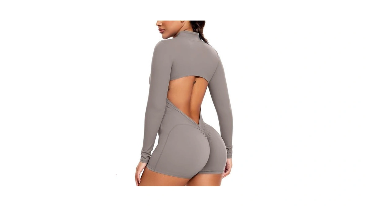 Seasum Women Long Sleeve Shorts Jumpsuit Zip Up Bodysuits 2026