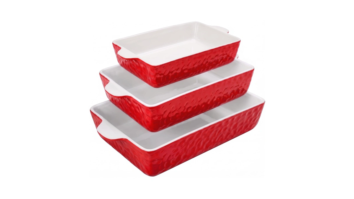 Nutrichef 3-piece Ceramic Casserole Dish For Oven - Premium Lasagna