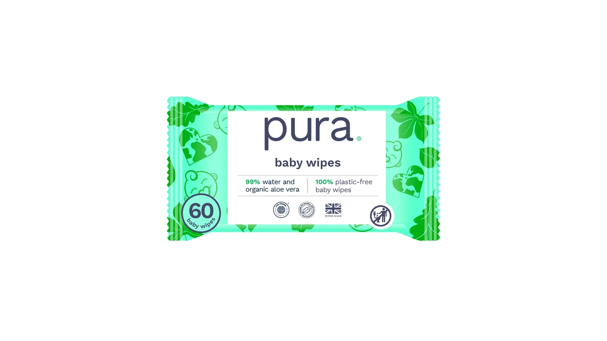 Pura Natural Sensitive Baby Wipes, 99% Water, Unscented & Hypoallergenic,