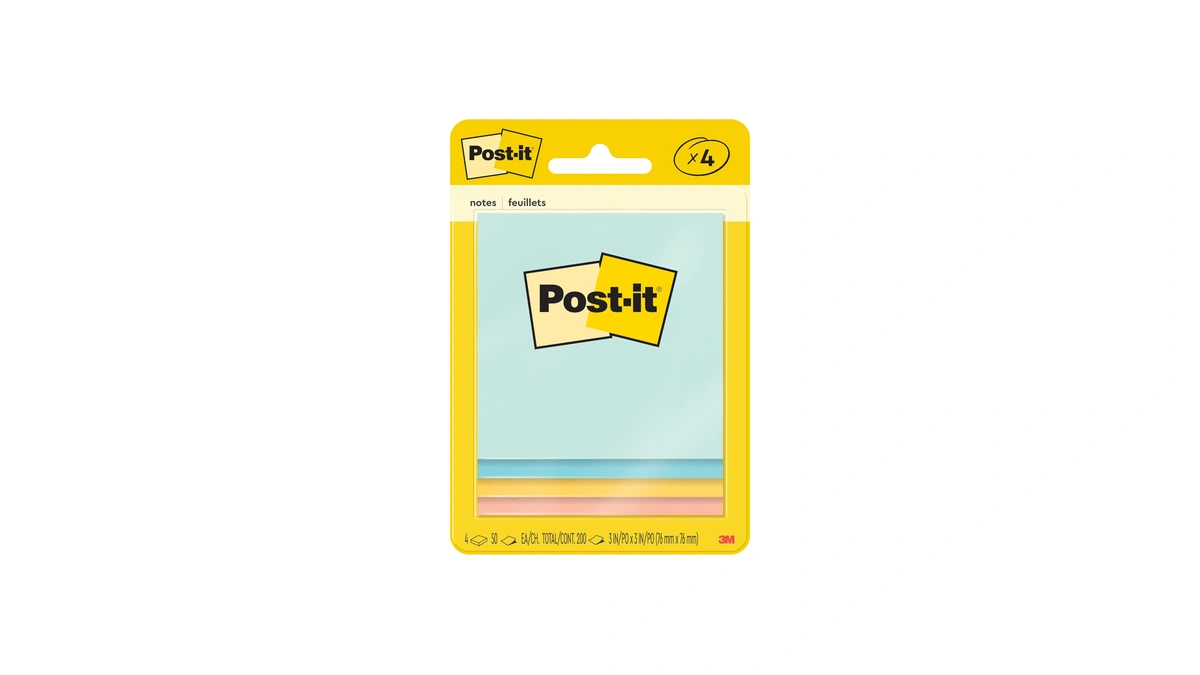 Post-it Notes, 3 X 3 In, Beachside CafΓ© Collection, 4