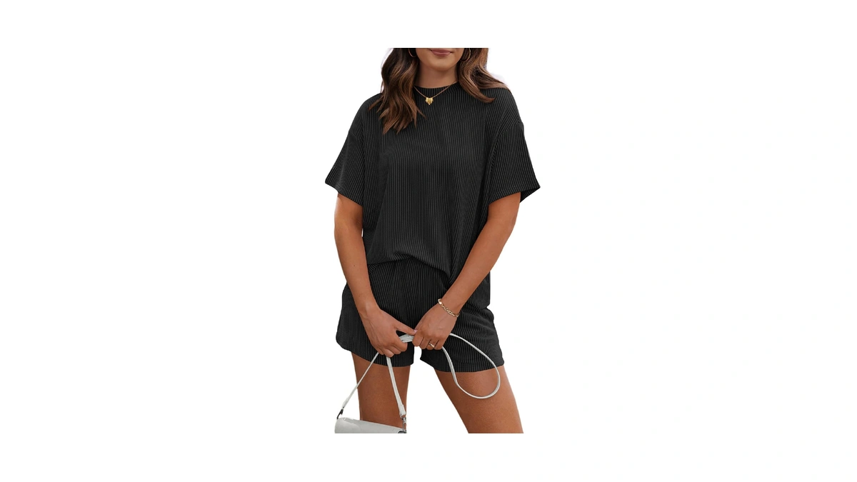 Rubzoof Women's 2 Piece Lounge Sets Casual Summer Short Sleeve