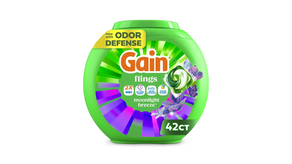 Gain Flings Liquid Washing Detergent Pods With Odor Defense +