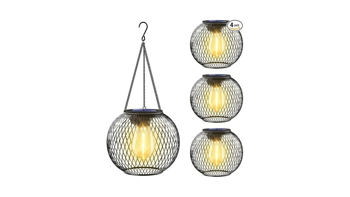 Tomcare Solar Lanterns Lights Outdoor Waterproof Metal Hanging Solar Powered