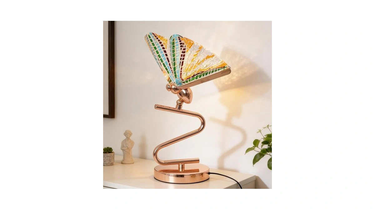 Mfanchan Butterfly Table Lamp, 3 Color Change Butterfly Bedside Lamp