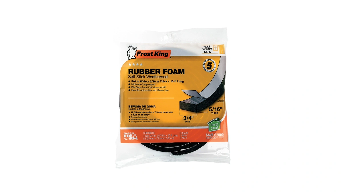 Frost King R534h Sponge Rubber Foam Tape 5/16-inch, Black