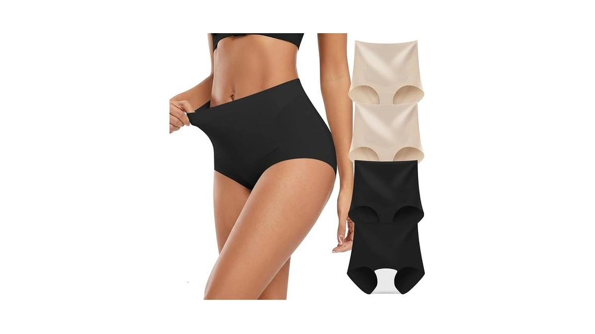 Easybunny High Waisted Slightly Tummy Control Underwear For Women Plus