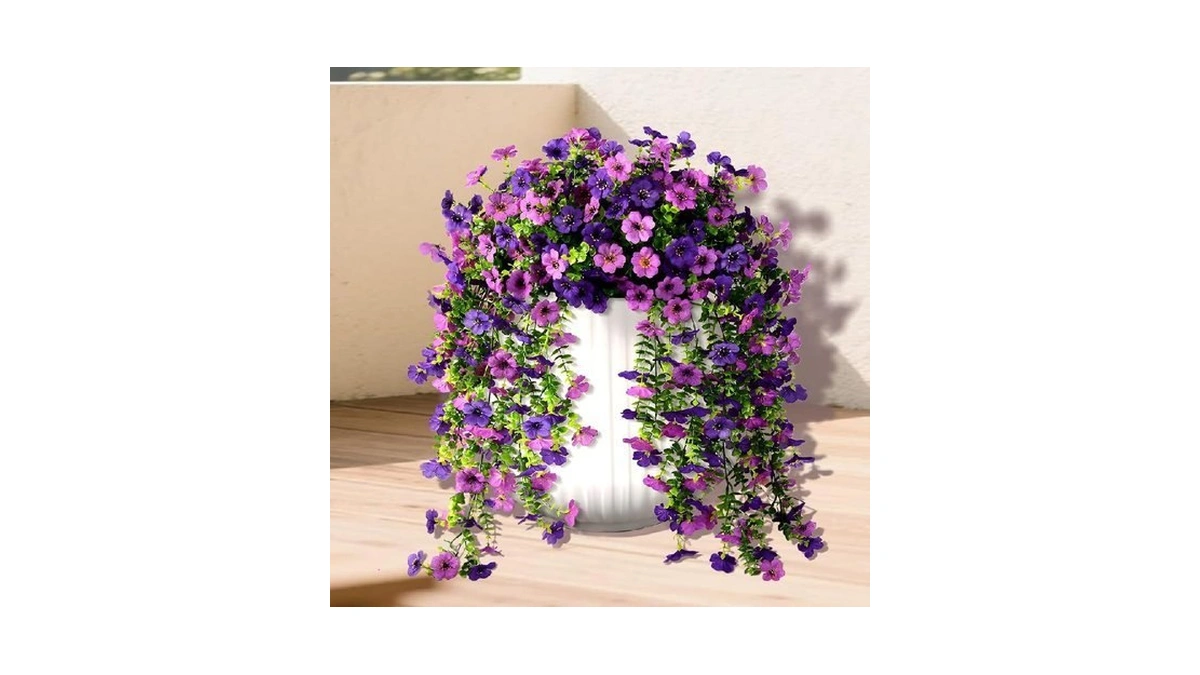 Meitrio Artificial Hanging Flowers Plants For Outdoors, 2 Pcs Uv