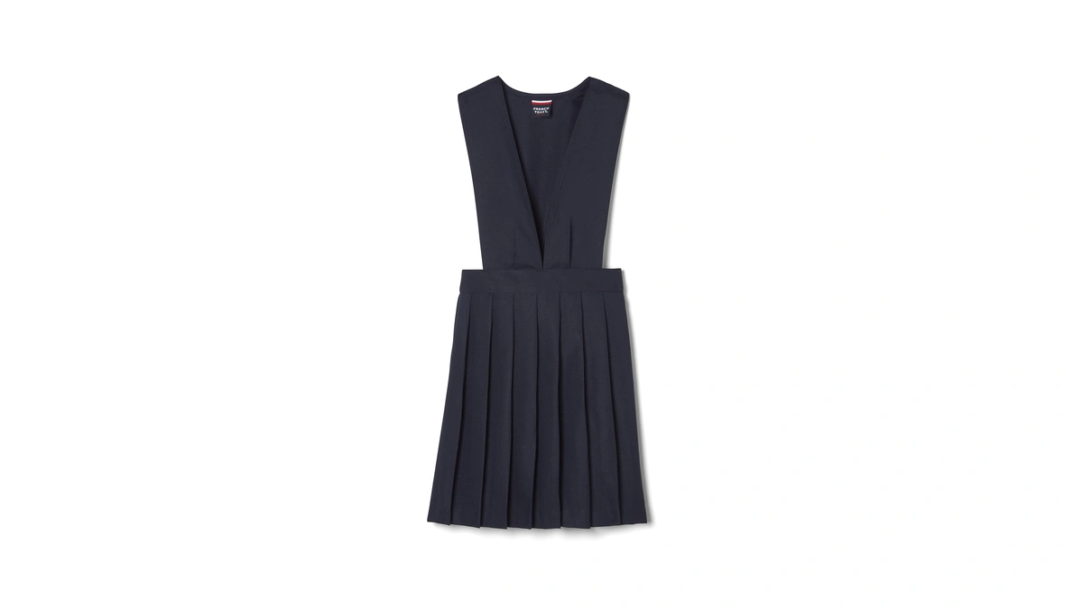 French Toast Girls V-neck Pleated Jumper Navy