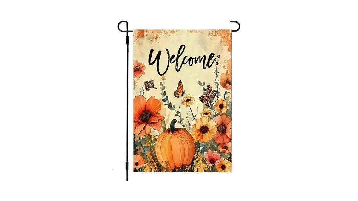 Fall Floral Welcome Garden Yard Flags 12x18 Double Sided Outside