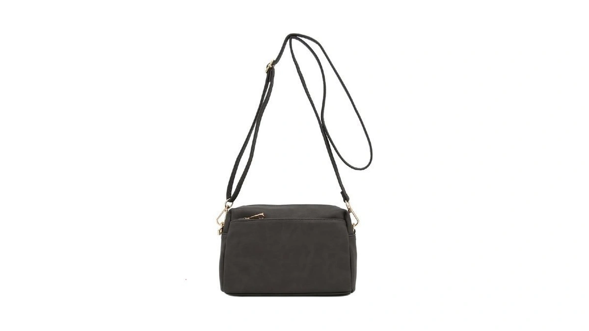 Fashionpuzzle Triple Zip Small Crossbody Bag (dark Gray)