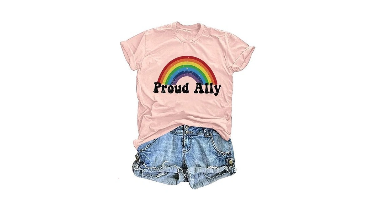 Proud Ally Shirt Women Pride Shirts Rainbow Graphic Tees Lgbt