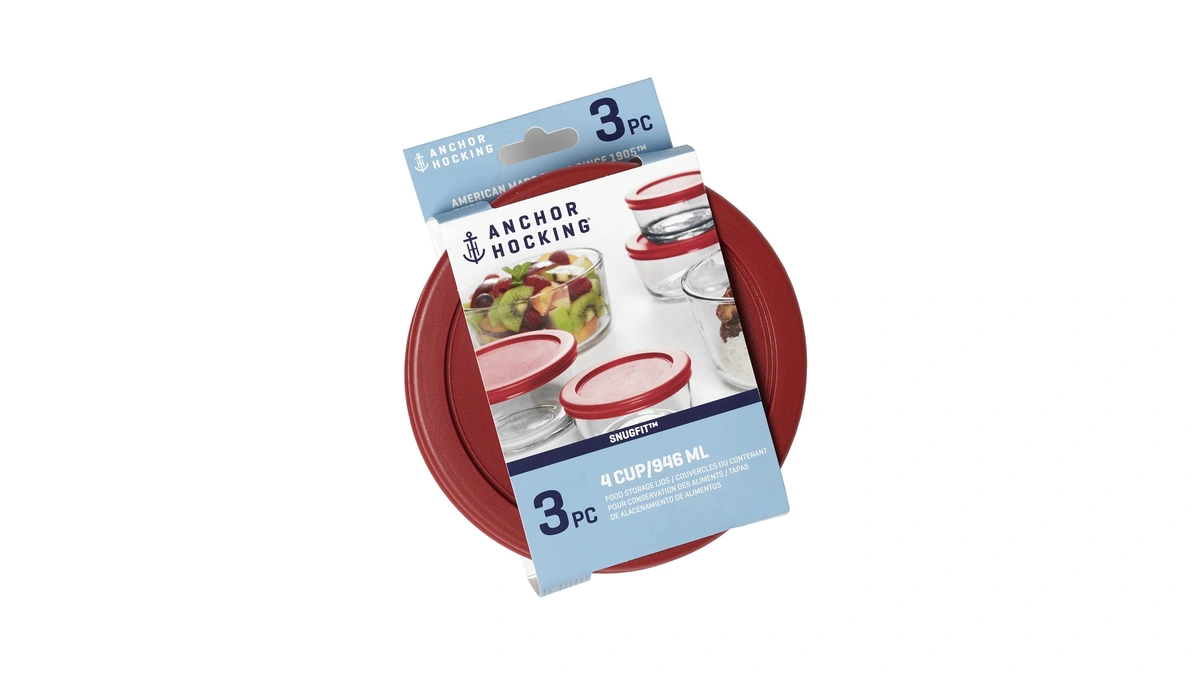 Anchor Hocking Replacement Lids For Glass Food Storage, 4 Cup