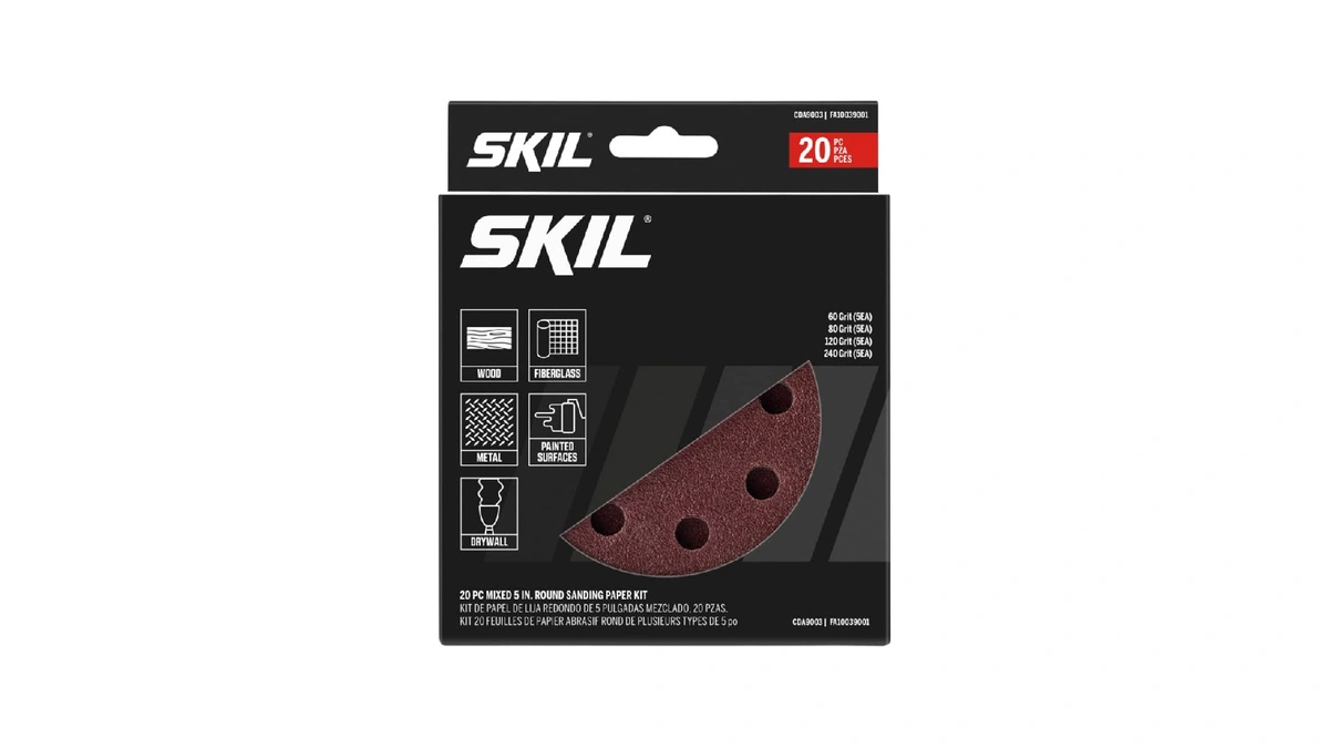 Skil 20-piece Mixed 5 In. 60/80/120/240 Grits Round Sanding Paper
