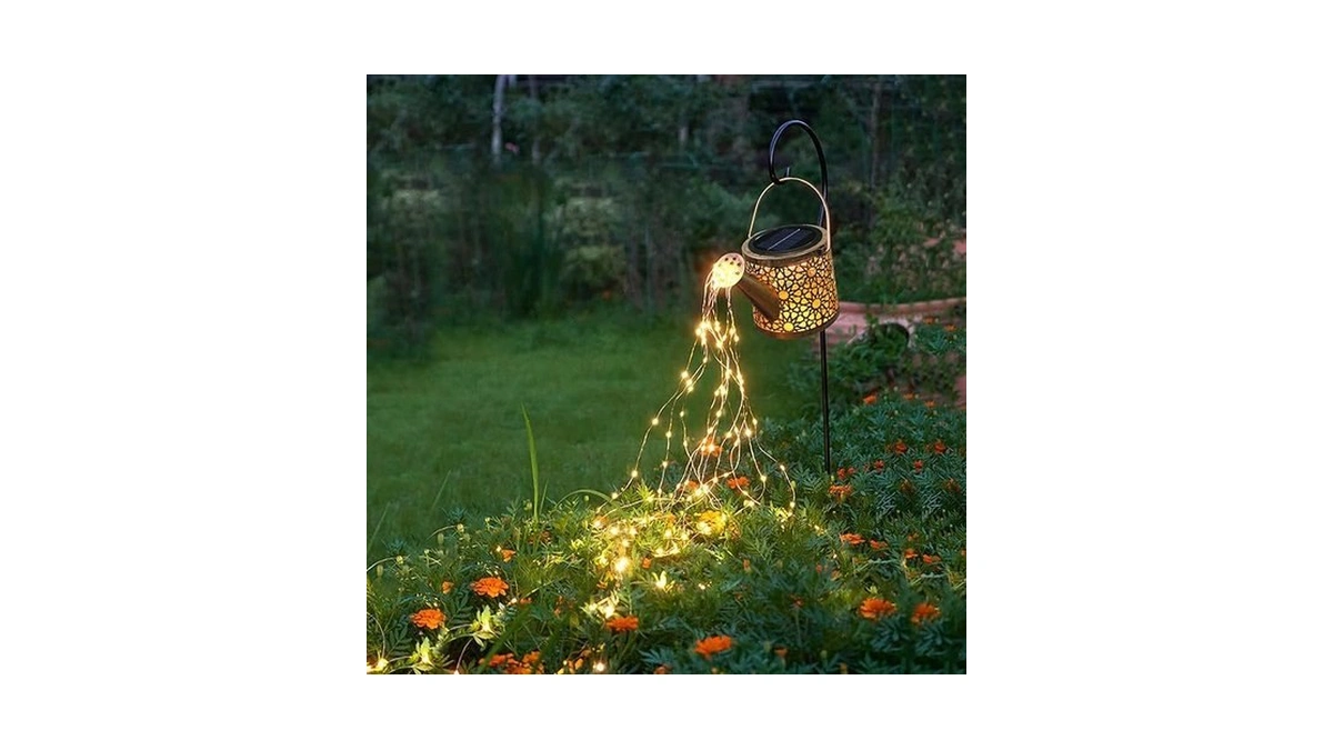 Solar Lights Outdoor Decorative, Metal Watering Can Lights Waterproof, Small