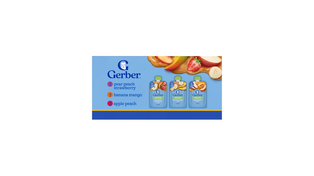 Gerber Stage 2 Organic Fruit Favorites Puree Pouches Variety Pack,
