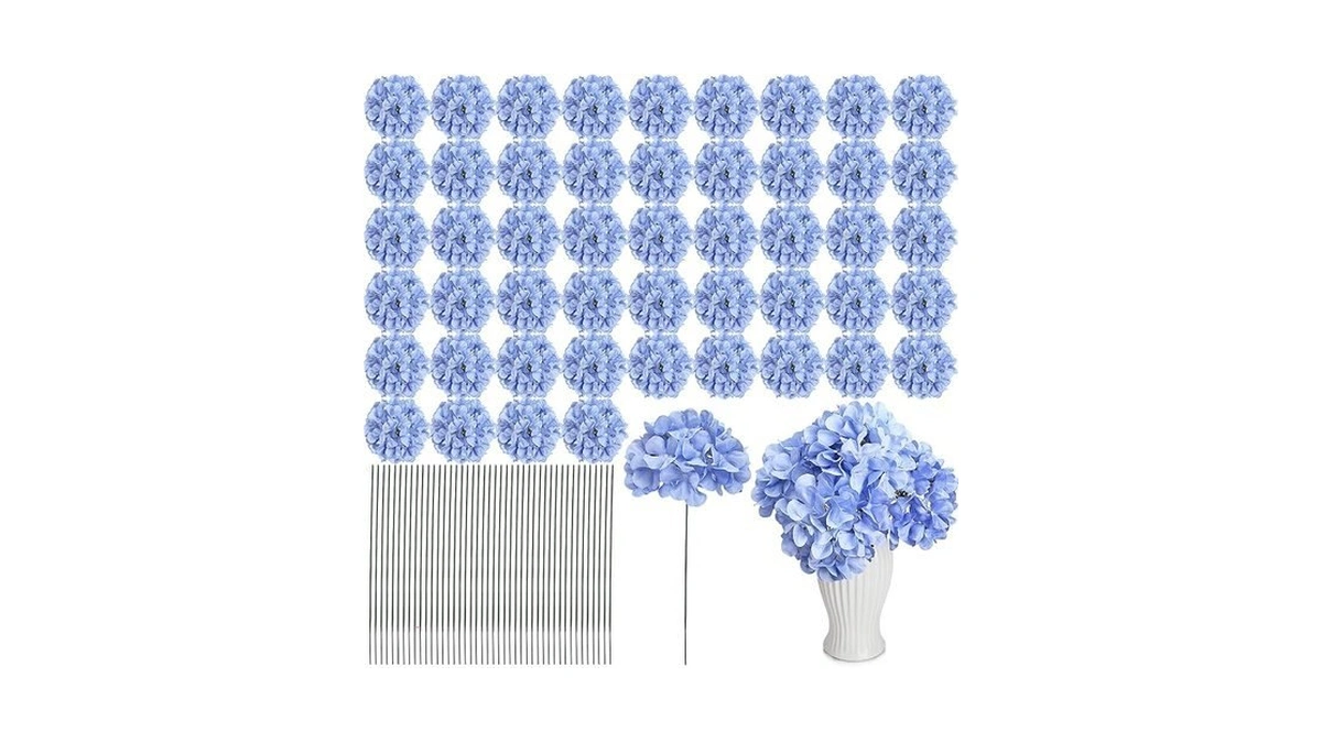 Nagobi Sky Blue Hydrangea Artificial Flowers Silk Hydrangeas Bulk 104