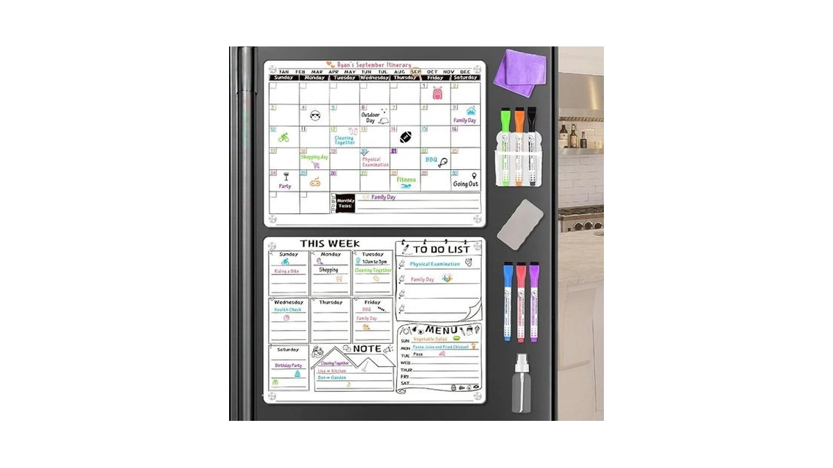 Kwyadluo Acrylic Magnetic Whiteboard For Fridge, Acrylic Calendar For Fridge,