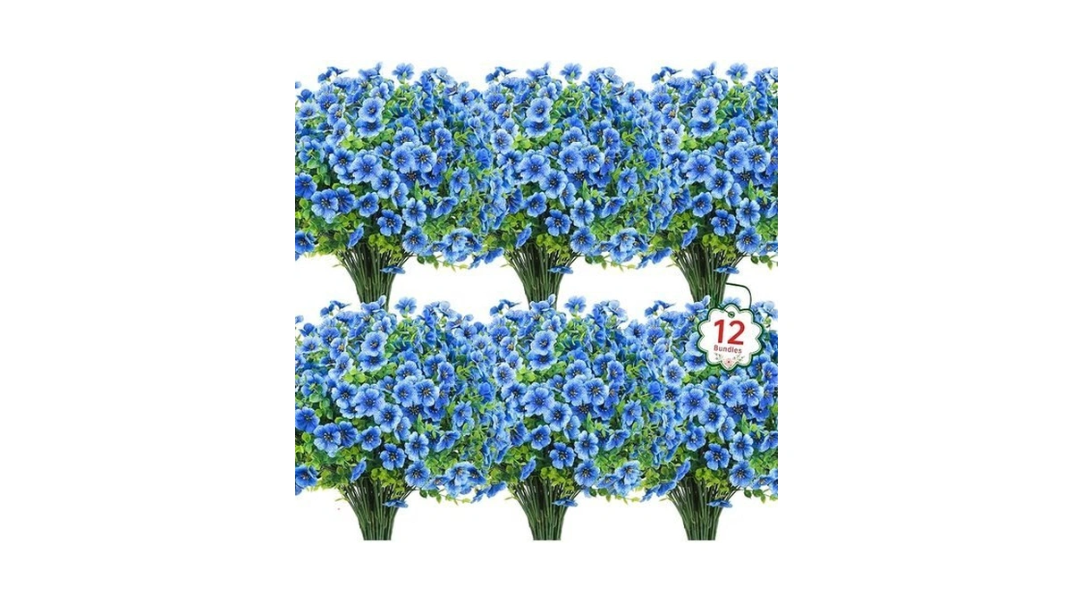 Ouddy Decor 12 Bundles Artificial Flowers For Outdoors Fake Silk
