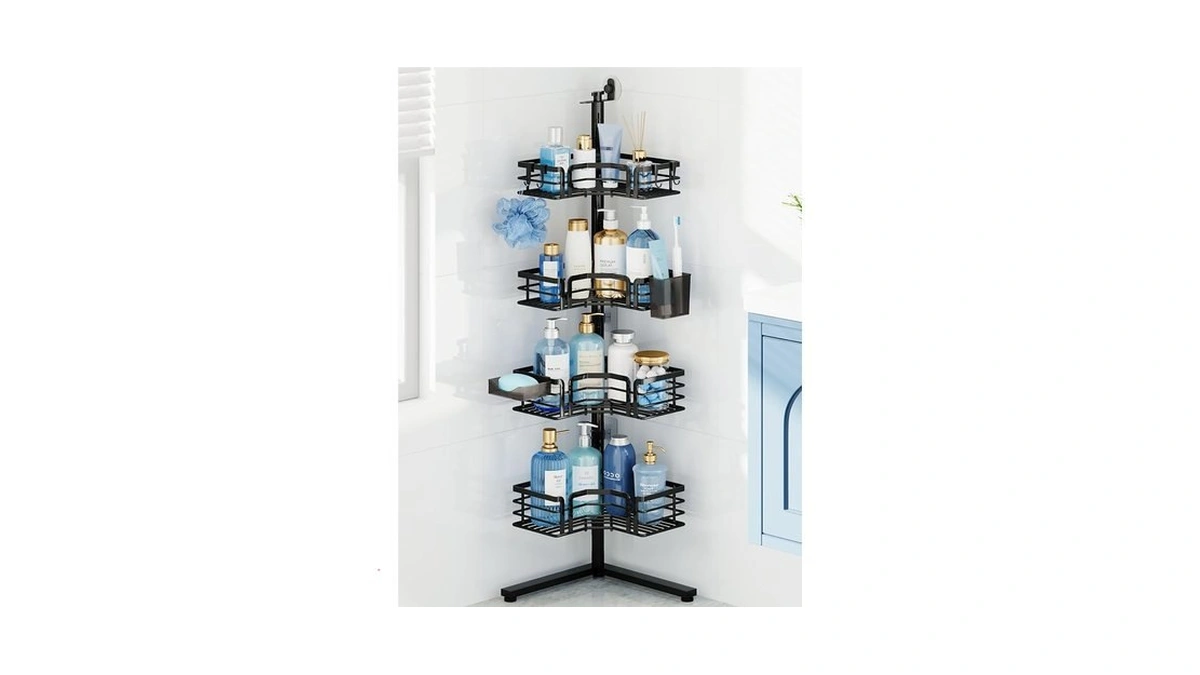Hapirm Corner Shower Caddy Stand - 4-tier Adjustable Shower Shelves,