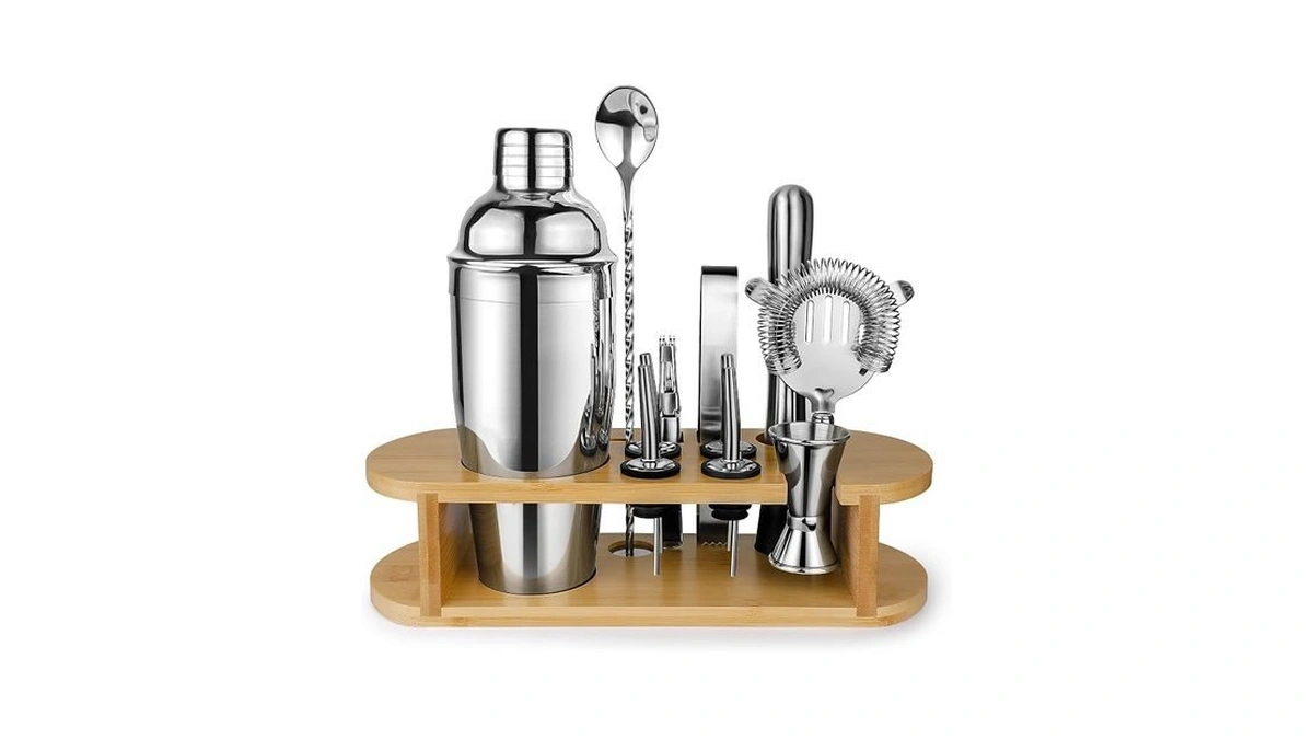 Cocktail Shaker Set Bartender Kit With Stand, Stainless Steel Drink