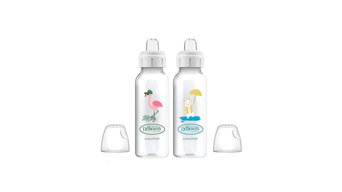 Dr. Brown's Milestones Narrow Sippy Bottle, 100% Silicone Soft Sippy