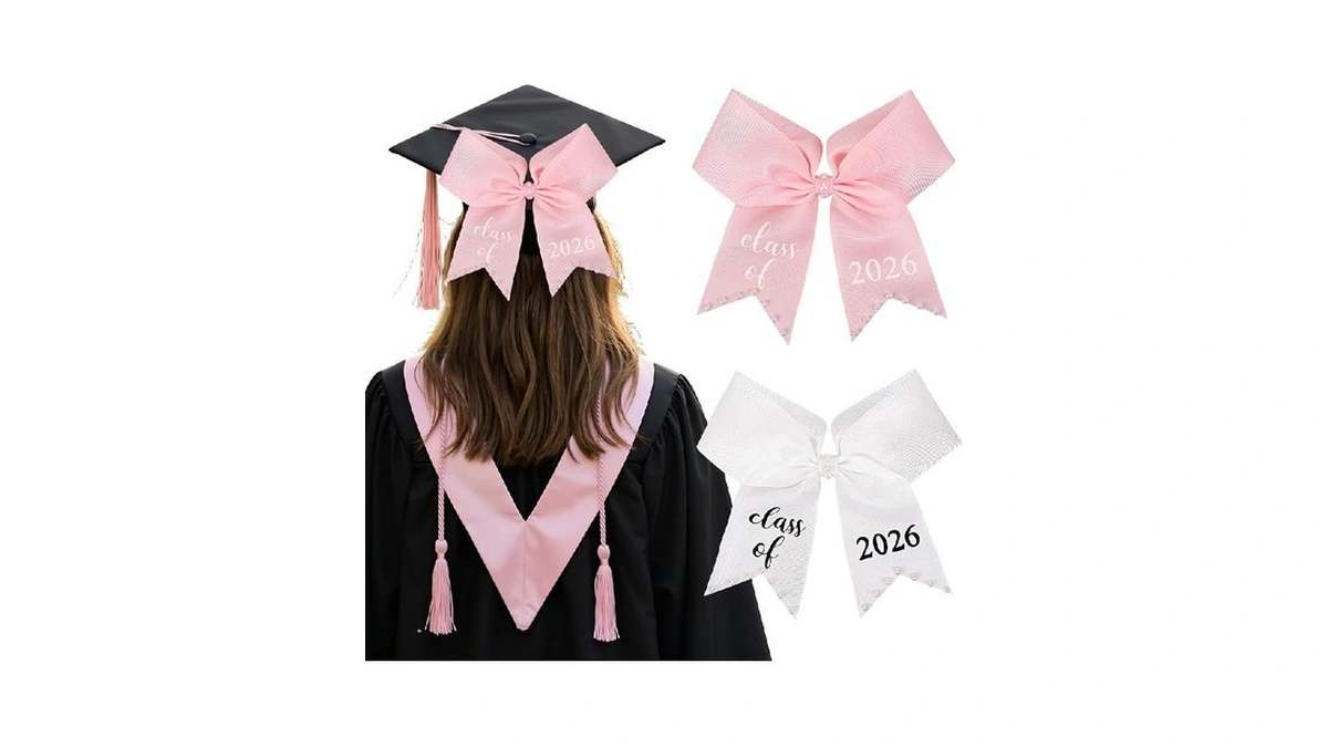 Jatebi 2 Pcs Graduation Cap Bow Class Of 2026, Pearl