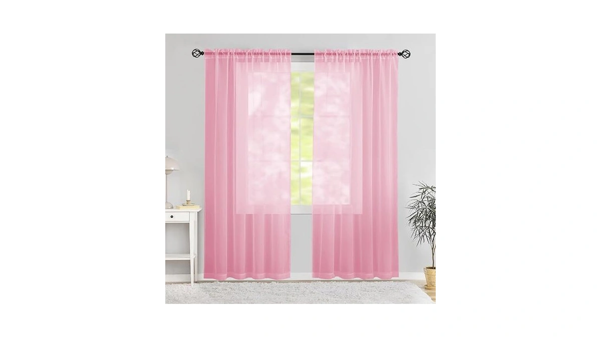 Karseteli Semi Voile Sheer Curtains 72 Inches Long 2 Panels
