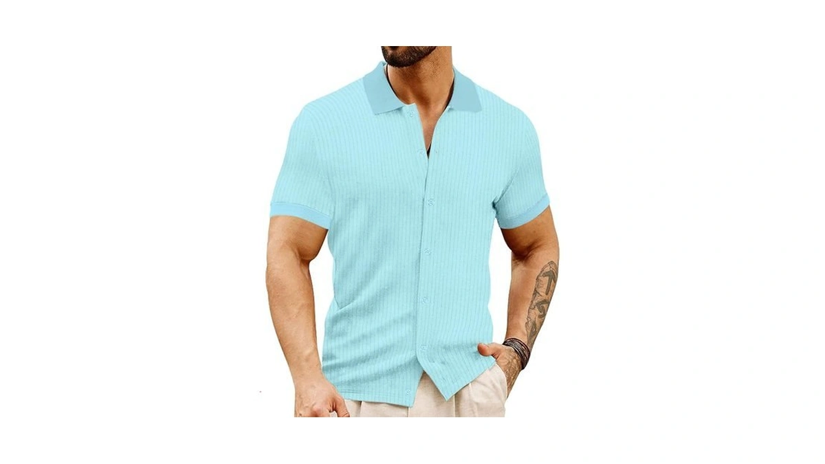 Logeeyar Men's Slim Fit Polo Shirts Short Sleeve Breathable Button