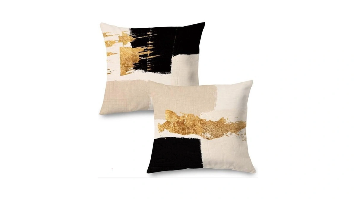 Supwhd Black And Gold Botanical Pillow Covers 22x22 Set Of