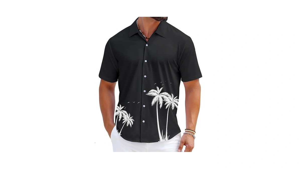 Zeetoo Men's Hawaiian Shirts Short Sleeve Wrinkle Free Button Down