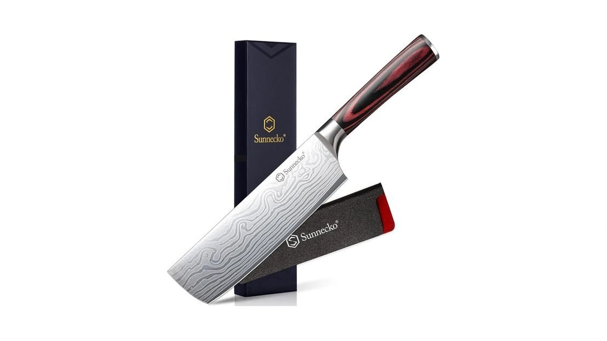 Sunnecko Nakiri Knife - 7" Kitchen Knife For Meat Cleaver