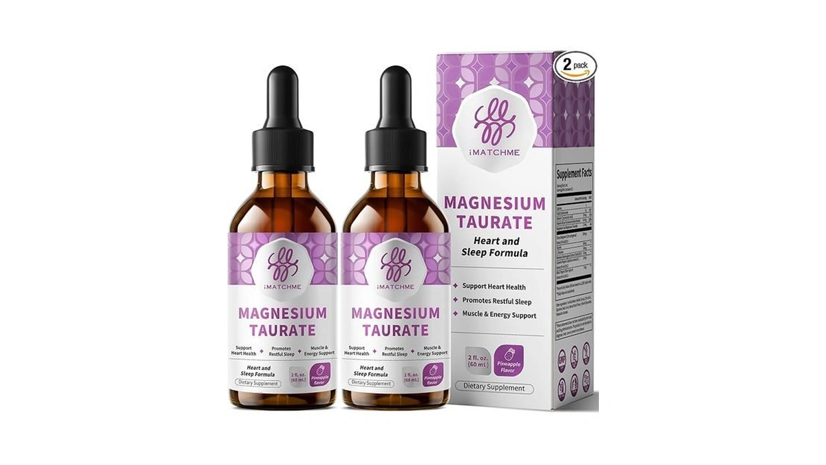 (2 Pack) Magnesium Taurate Liquid Drops For Heart Health, Muscle