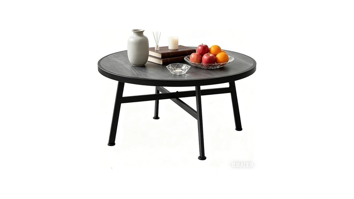Round Coffee Table, Industrial Circular Center Coffee Table For Living