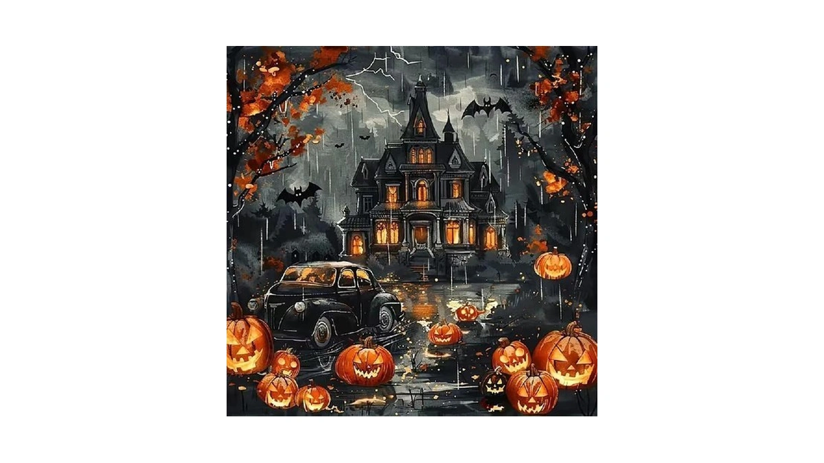 Ekuxom 5d Diamond Art Kits For Adults-halloween Castle Diamond Painting
