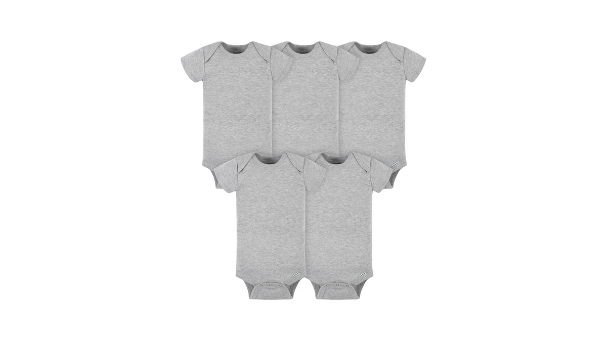 Gerber Unisex Baby 5-pack Solid Onesies Bodysuits Shirt, Gray, 12