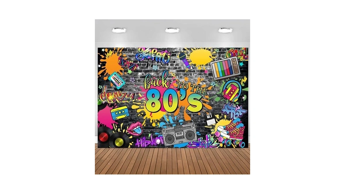 Csfoto 7x5ft Back To The 80s Party Backdrop Colorful Graffiti