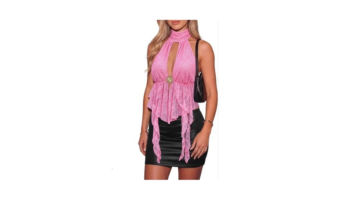 Genhoo Women's Sexy Halter Going Out Top Cute Summer Y2k