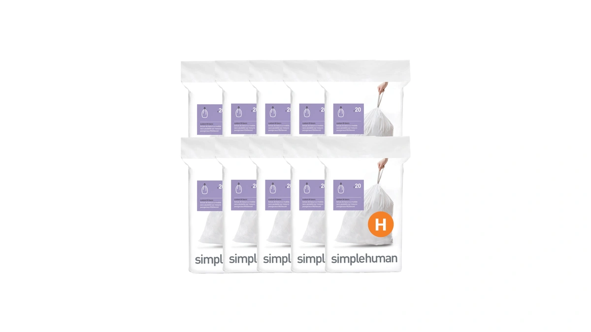 Simplehuman Code H 200 Count Custom Fit Liners, Drawstring Kitchen