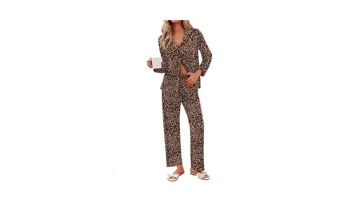 Ekouaer Pajamas For Women Set Button Down Pj Long Sleeve