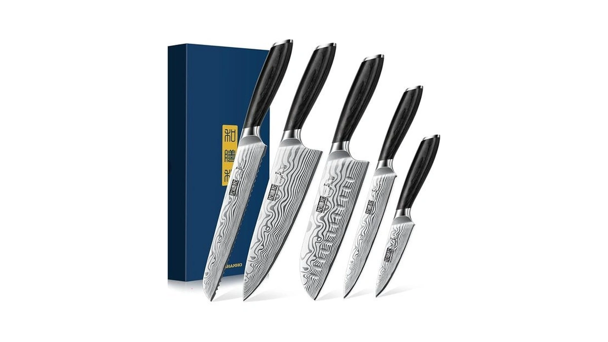 Hoshanho 5 Pieces Knife Set, Professional Powder Steel Chef Knife