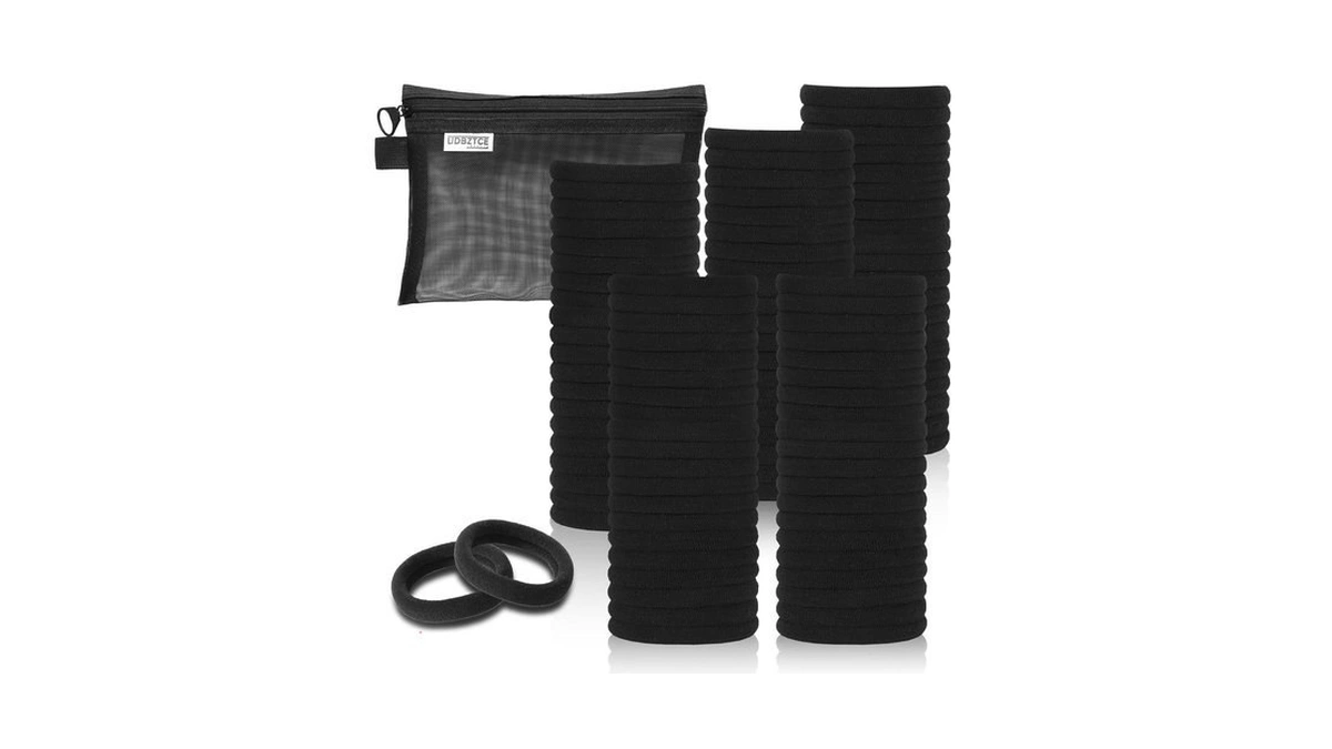 Black Hair Ties, 100 Pack Nylon Elastic Bands For Women,