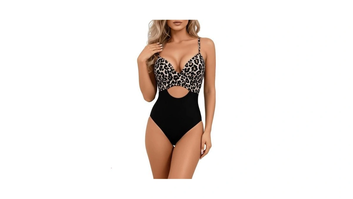 Lizens Women's One-piece Swimsuit Leopard Print High Cut Design With