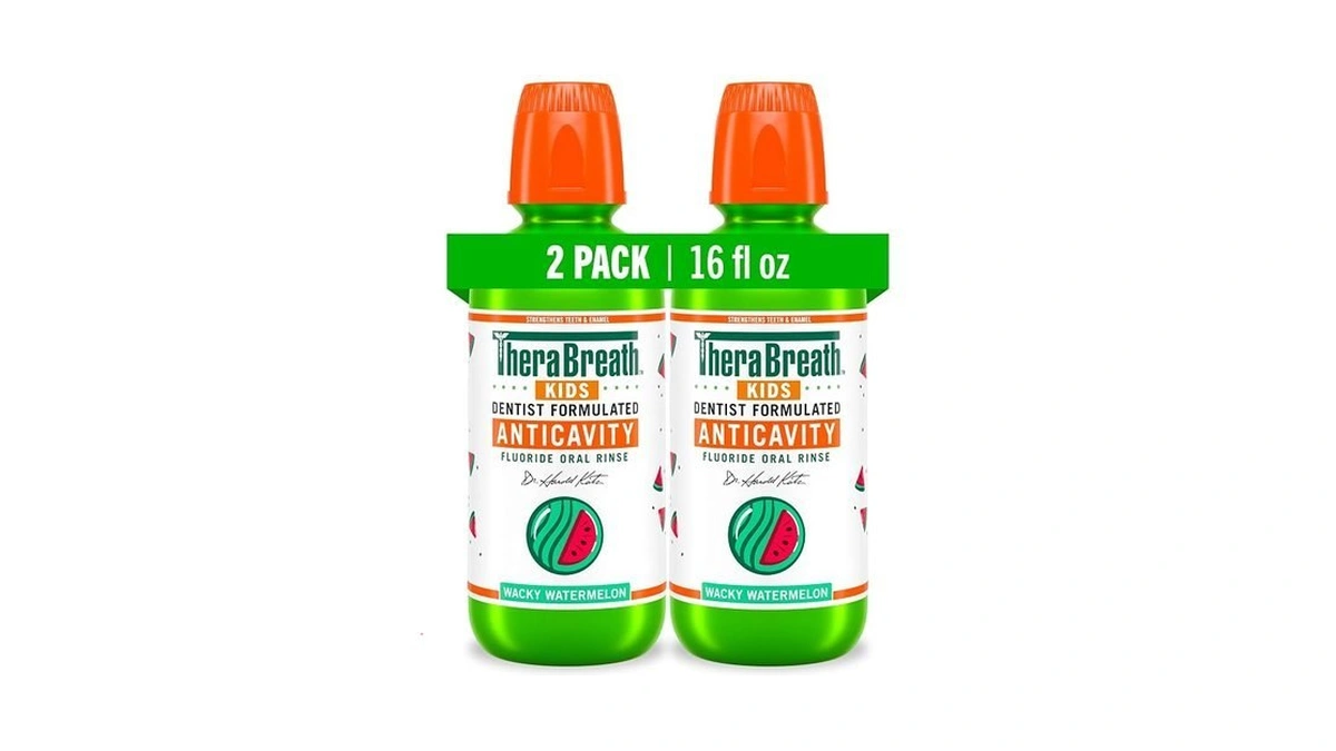 Therabreath Kids Mouthwash With Fluoride, Organic Wacky Watermelon, Anticavity, 16