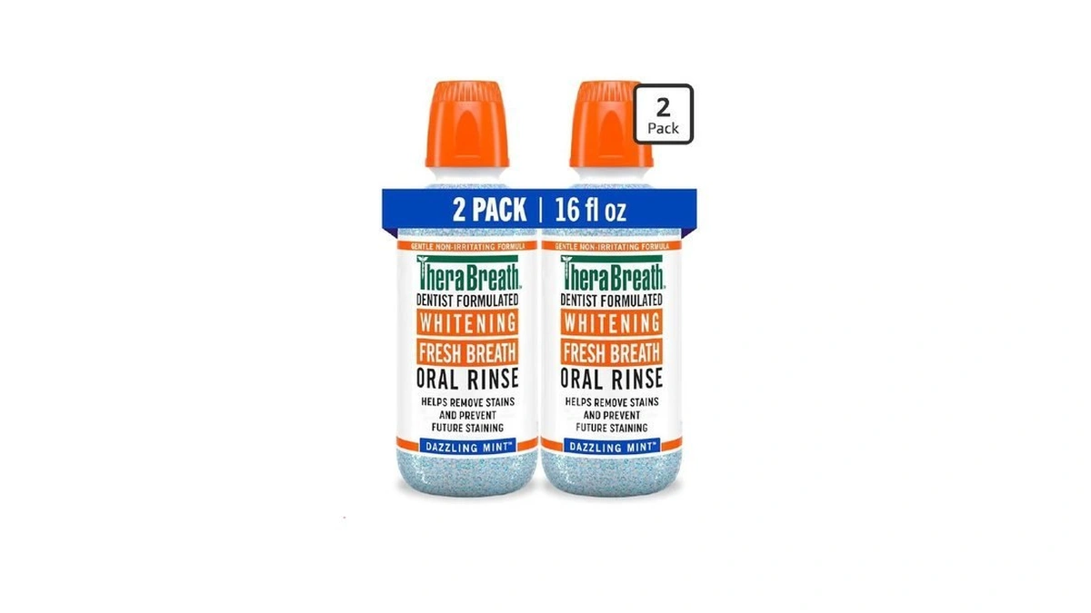 Therabreath Whitening Mouthwash, Dazzling Mint, Dentist Formulated, 16 Fl Oz